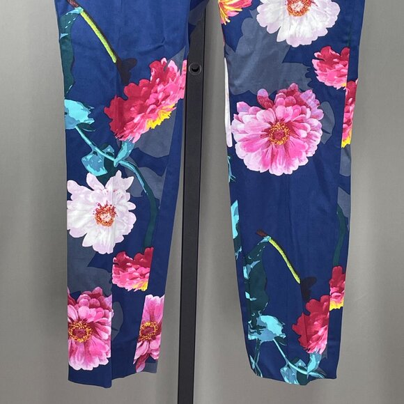 NEW Banana Republic Pants Womens 2 blue pink floral avery straight leg preppy - Picture 3 of 11